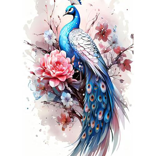 RICUVED 5D Diamond Painting Pfau Diamant Painting Bilder Tiere Diamond Art Erwachsene Full DIY Diamant Kunst Malerei Stickerei Set Kreuzstich 30x40 von RICUVED