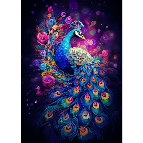 RICUVED 5D Diamond Painting Pfau Diamant Painting Bilder Tiere Diamond Art Erwachsene Full DIY Diamant Kunst Malerei Stickerei Set Kreuzstich 30x40cm von RICUVED