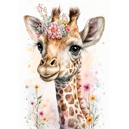 RICUVED 5D Giraffe Diamond Painting Tiere Set,DIY Diamant Painting Giraffe Bilder mit Zubehör Diamond Painting Set,Full Drill Diamant Malerei Kits als Geschenk und Home Wand Dekor (30x40cm) von RICUVED