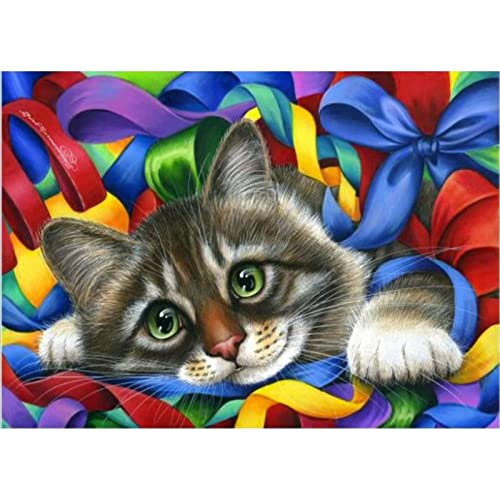 RICUVED 5D Katzen Diamond Painting Set,DIY Diamant Painting Katzen Bilder mit Zubehör Diamond Painting Erwachsene Set,Full Drill Tiere Diamant Malerei Kits als Home Wand Dekor 30x40cm von RICUVED