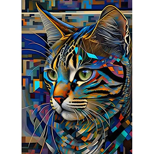 RICUVED 5D Katzen Diamond Painting Tier Set,DIY Diamant Painting Katzen Bilder mit Zubehör Diamond Painting Set,Full Drill Diamant Malerei Kits als Geschenk und Home Wand Dekor (30x40cm) von RICUVED