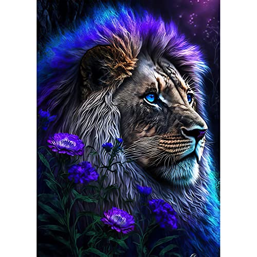 RICUVED 5D Löwe Diamond Painting Tiere Set,DIY Diamant Painting Löwe Bilder Diamond Painting Erwachsene Set,Full Drill Diamant Malerei Kits als Home Wand Dekor 30x40cm von RICUVED