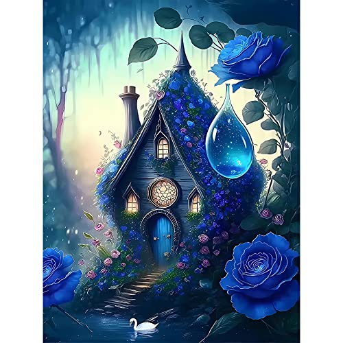 RICUVED 5D Magie Diamond Painting Haus Set,DIY Diamant Painting Blumen Bilder mit Zubehör Diamond Painting Set,Full Drill Diamant Malerei Kits als Geschenk und Home Wand Dekor (30x40cm) von RICUVED