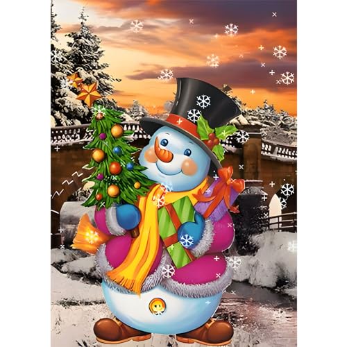 RICUVED 5D Schneemann Diamond Painting Weihnachten Set,DIY Diamant Painting Weihnachten Bilder mit Zubehör Diamond Painting Set,Full Drill Diamant Malerei Kits als Geschenk und Home Dekor (30x40cm) von RICUVED