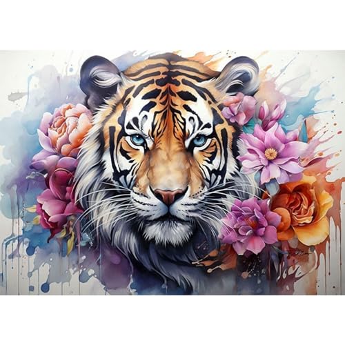 RICUVED 5D Tiger Diamond Painting Set,DIY Diamant Painting Tier Bilder mit Zubehör Diamond Painting Set,Full Drill Diamant Malerei Kits als Geschenk und Home Wand Dekor (30x40cm) von RICUVED