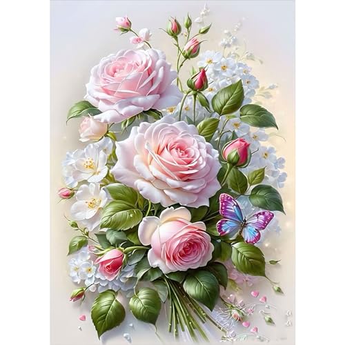 RICUVED Blumen Diamond Painting Erwachsene, 5D Blumen Diamant Painting Bilder Erwachsene, DIY Diamond Painting Bilder Blumen Diamant Malerei Set für Wanddekoration 30x40cm von RICUVED