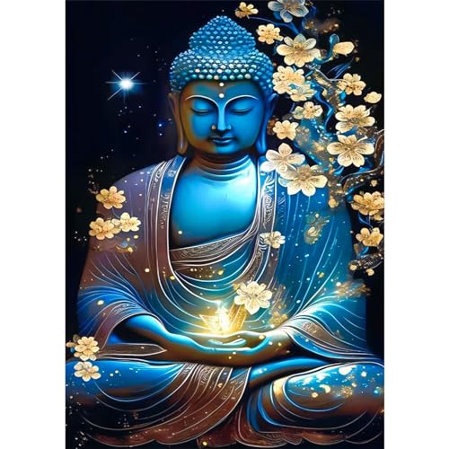 RICUVED Buddha Diamond Painting Set,5D Diamant Painting Bilder Erwachsene Buddha Diamond Painting Kinder, Full Drill Diamond Art Blume Diamant Malerei Bilder Diamond Painting für Home Dekor 30x40cm von RICUVED