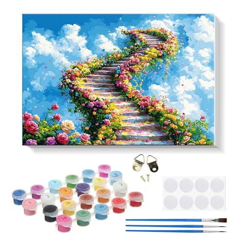 RICUVED DIY Blume Malen nach Zahlen Set für Erwachsene Kinder mit Rahmen -Landschaft Ölgemälde für Anfänger, Paint by Numbers kits, perfekte Geschenkidee und Wanddekoration 20x30cm von RICUVED