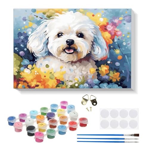 RICUVED DIY Hund Malen nach Zahlen Set für Erwachsene Kinder mit Holzrahmen - Tiere Paint by Numbers Set Mit Ölgemälde für Anfänger, Leinwand, Pinsel und Farben Wanddekoration 20x30cm RICUVED DIY Hund Malen nach Zahlen Set für Erwachsene Kinder mit Holzrahmen - Tiere Paint by Numbers Set Mit Ölgemälde für Anfänger, Leinwand, Pinsel und Farben Wanddekoration 20x30cm von RICUVED