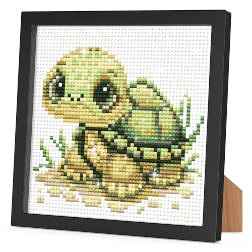 RICUVED Diamond Painting Mit Rahmen, 5D DIY Set Full -Schildkröte Mosaikherstellung für Kinder Mädchen, Erwachsene, Diamant Bilder Arts Craft für Home Wand Decor 18x18 cm von RICUVED