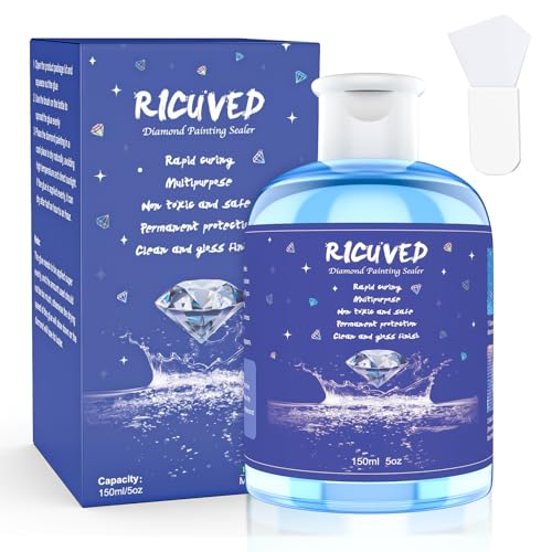 RICUVED Diamond Painting Versiegelung 150ML - Diamond Painting Zubehör mit pinsel Dauerhaft Geschützt & Zuverlässigen Halt Geeignet Diamant Painting versiegelung Spray für Kreative Diamond Paintings von RICUVED