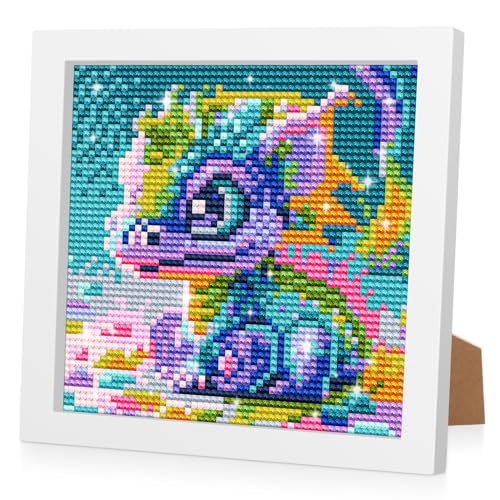 RICUVED Drache Diamond Painting Mit Rahmen, 5D DIY Set Full Drachen Mosaikherstellung für Kinder Mädchen, Erwachsene, Diamant Bilder Arts Craft für Home Wand Decor 18x18 cm von RICUVED