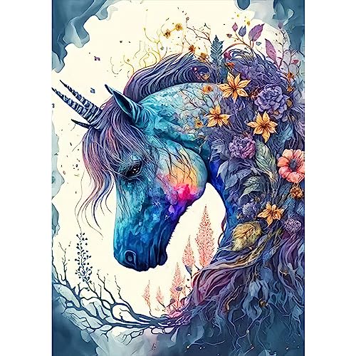 RICUVED Einhorn Diamond Painting Erwachsene, 5D Einhorn Diamant Painting Bilder Erwachsene, DIY Diamond Painting Bilder Tiere Diamant Malerei Set für Wanddekoration 30x40cm von RICUVED