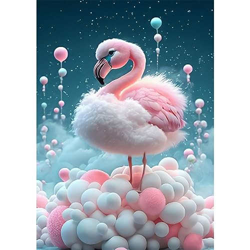 RICUVED Flamingo Diamond Painting Bilder, 5D Cute Flamingo Diamant Painting Bilder Erwachsene Diamant Malerei Bilder Set Full Drill Tier Diamond Painting Cross Stickerei Malerei Set 30x40cm von RICUVED