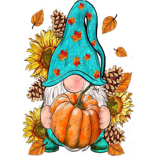 RICUVED Herbst Diamond Painting Erwachsene, 5D Gnomes Diamant Painting Bilder Erwachsene, DIY Diamond Painting Bilder Kürbis Diamant Malerei Set für Wanddekoration 30x40cm von RICUVED