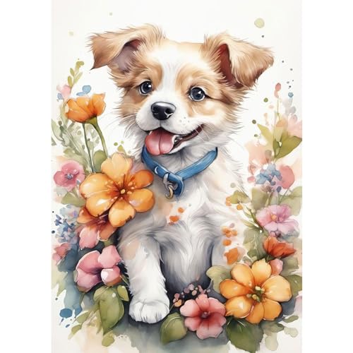 RICUVED Hund Diamond Painting Set,5D Diamant Painting Bilder Erwachsene Tiere Diamond Painting Kinder, Full Drill Diamond Art Diamant Malerei Bilder Diamond Painting für Home Dekor 30x40cm von RICUVED