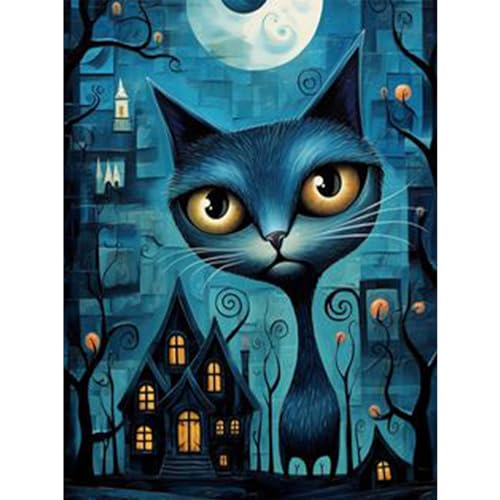 RICUVED Katze Diamond Painting Set,5D Diamant Painting Bilder Erwachsene Cartoon Diamond Painting Kinder, Full Drill Diamond Art Tiere Diamant Malerei Bilder Diamond Painting für Home Dekor 30x40cm von RICUVED