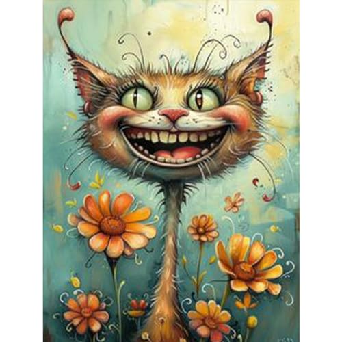 RICUVED Katze Diamond Painting Set,5D Diamant Painting Bilder Erwachsene Tiere Diamond Painting Kinder, Full Drill Diamond Art Cartoon Diamant Malerei Bilder Diamond Painting für Home 30x40cm von RICUVED