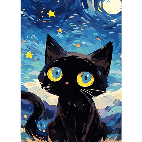 RICUVED Katze Diamond Painting Set,5D Diamant Painting Bilder Erwachsene Tiere Diamond Painting Kinder, Full Drill Diamond Art Diamant Malerei Bilder Diamond Painting für Home 30x40cm von RICUVED