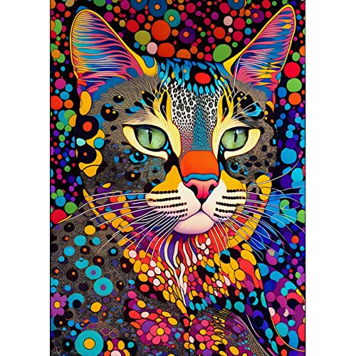 RICUVED Katzen Diamond Painting Set,5D Diamant Painting Bilder Erwachsene Tier Diamond Painting Kinder, Full Drill Diamond Art Tier Diamant Malerei Bilder Diamond Painting für Home Dekor 30x40cm von RICUVED