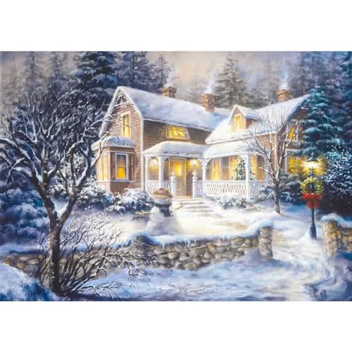 RICUVED Landschaft Winter Diamond Painting Bilder, 5D Weihnachten Diamant Painting Bilder Erwachsene Diamant Malerei Bilder Set Full Drill Landschaft Diamond Cross Stickerei Malerei Set 30x40cm von RICUVED