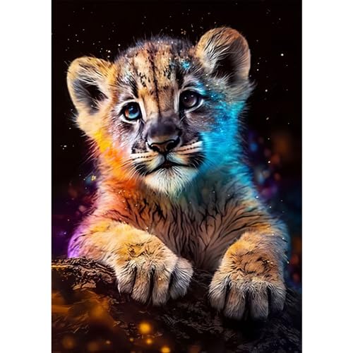 RICUVED Lion Diamond Painting Set,5D Diamant Painting Bilder Erwachsene Tier Diamond Painting Kinder, Full Drill Diamond Art Löwe Diamant Malerei Bilder Diamond Painting für Home Dekor 30x40cm von RICUVED