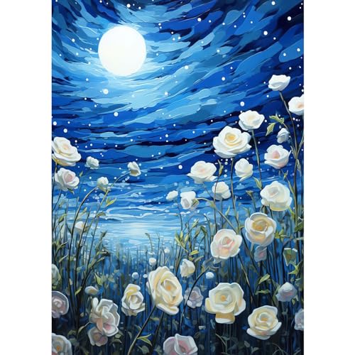 RICUVED Mond Diamond Painting Set,5D Diamant Painting Bilder Erwachsene Blume Diamond Painting Kinder, Full Drill Diamond Art Diamant Malerei Bilder Diamond Painting für Home 30x40cm von RICUVED