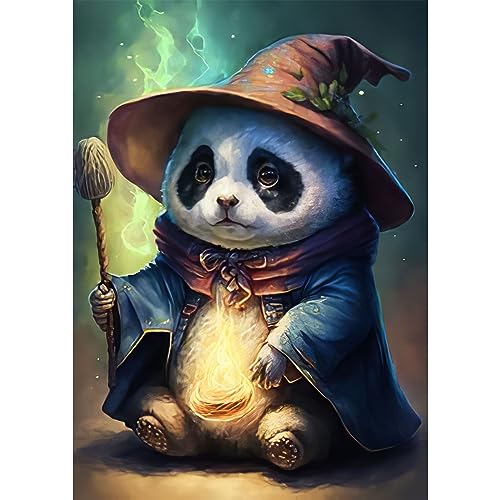 RICUVED Panda Diamond Painting Bilder, 5D Magier Panda Diamant Painting Bilder Erwachsene Diamant Malerei Bilder Set Full Drill Tiere Diamond Painting Cross Stickerei Malerei Set 30x40cm von RICUVED