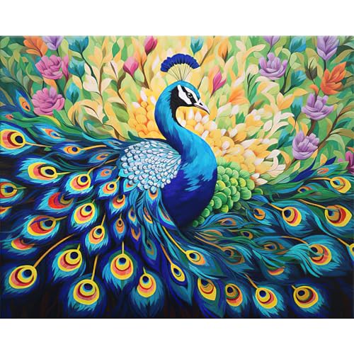 RICUVED Pfau Diamond Painting Set,5D Diamant Painting Bilder Erwachsene Tiere Diamond Painting Kinder, Full Drill Diamond Art Pfau Diamant Malerei Bilder Diamond Painting für Home Dekor 30x40cm von RICUVED