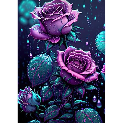 RICUVED Rose Diamond Painting Erwachsene, 5D Blumen Diamant Painting Bilder Erwachsene, DIY Diamond Painting Bilder Blumen Diamant Malerei Set für Wanddekoration 30x40cm von RICUVED