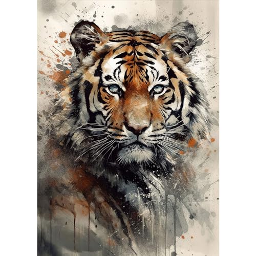 RICUVED Tiger Diamond Painting Bilder, 5D Tiere Diamant Painting Bilder Erwachsene Diamant Malerei Bilder Set Full Drill Tiger Diamond Painting Cross Stickerei Malerei Set 30x40cm von RICUVED