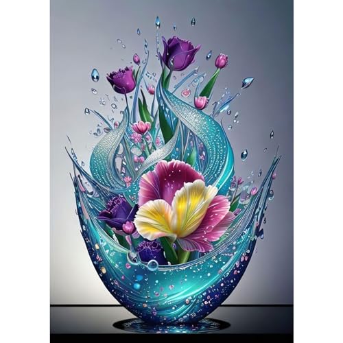 RICUVED Tulpen Diamond Painting Erwachsene, 5D Blume Diamant Painting Bilder Erwachsene, DIY Diamond Painting Bilder Blume Diamant Malerei Set für Wanddekoration 30x40cm von RICUVED