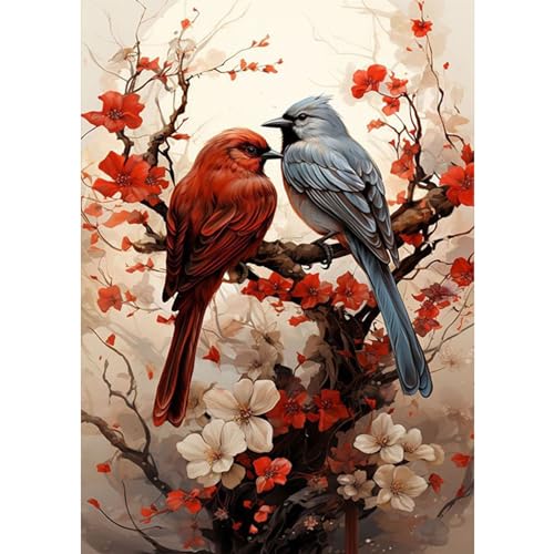 RICUVED Vogel Diamond Painting Erwachsene, 5D Weihnachtsbaum Diamant Painting Bilder Erwachsene, DIY Diamond Painting Bilder Vogel Diamant Malerei Set für Wanddekoration 30x40cm von RICUVED