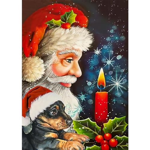 RICUVED Weihnachten Diamond Painting Erwachsene, 5D Weihnachtsmann Diamant Painting Bilder Erwachsene, DIY Diamond Painting Bilder Winter Diamant Malerei Set für Wanddekoration 30x40cm von RICUVED