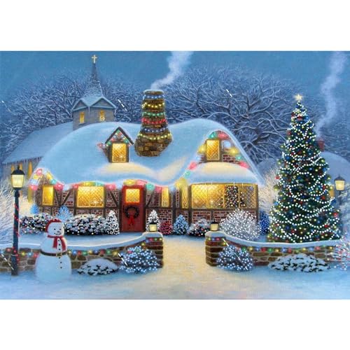 RICUVED Weihnachten Diamond Painting Erwachsene, 5D Winter Diamant Painting Bilder Erwachsene, DIY Diamond Painting Bilder Landschaft Diamant Malerei Set für Wanddekoration 30x40cm von RICUVED