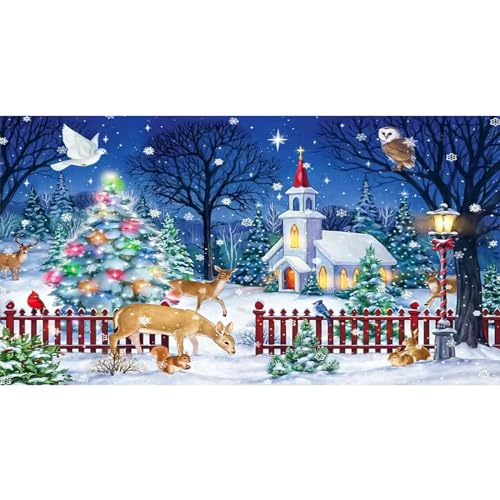 RICUVED Weihnachten Diamond Painting Set,5D Diamant Painting Bilder Erwachsene Weihnachten Diamond Painting Kinder, Full Drill Diamant Malerei Bilder Winter Diamond Painting für Home 40x70cm von RICUVED