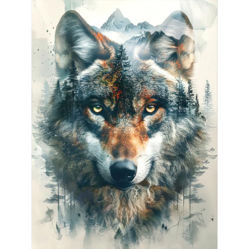 RICUVED Wölfe Diamond Painting,5D Diamant Painting Bilder Erwachsene Tiere Diamond Painting Kinder, Full Drill Diamond Art Diamant Malerei Bilder für Home Dekor 30x40cm von RICUVED