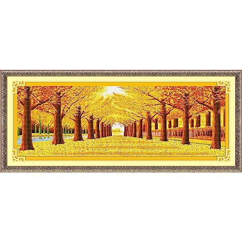 RICUVED XXL Diamond Painting Erwachsene, 5D Herbst Diamant Painting Bilder Landschaften Erwachsene, DIY Diamond Painting Bilder Bäume Diamant Malerei Set für Wanddekoration 47x120cm von RICUVED