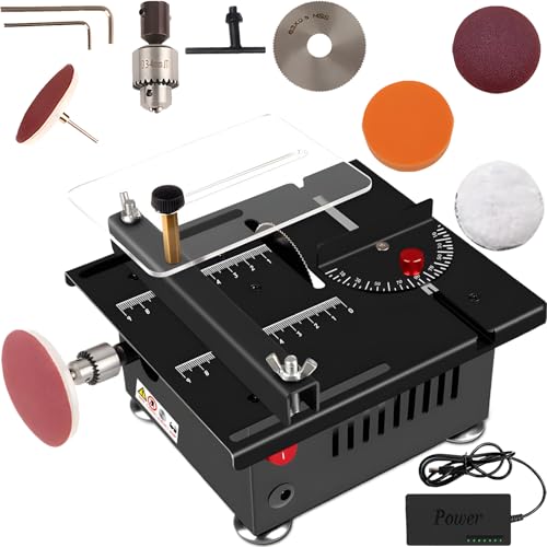 RIDEONMOP Mini Tischsäge, Multifunktionale Tischsäge für DIY Modellbau, Tragbare Einstellbare Schneiden Schleifen Gravieren Bohren All-in-One Maschine für Holz/PCB/Acryl/Kunststoff,Angled c von RIDEONMOP