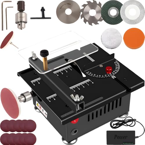 RIDEONMOP Mini Tischsäge, Multifunktionale Tischsäge für DIY Modellbau, Tragbare Einstellbare Schneiden Schleifen Gravieren Bohren All-in-One Maschine für Holz/PCB/Acryl/Kunststoff,Angled d von RIDEONMOP