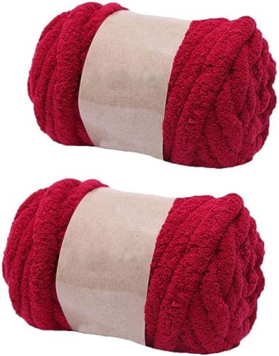 RIESKAS Chenille-Garn für Armstricken, Deckengarn, Jumbo-Chenille-Garn, DIY, Matte, Mütze, Schals, 250 g, Violett, 2 Stück von RIESKAS