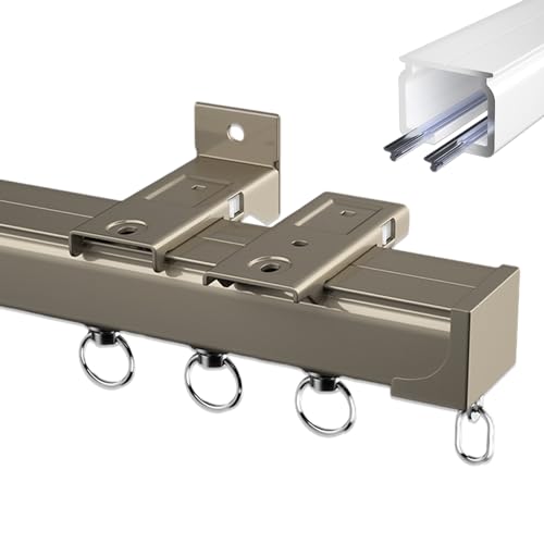 Aluminium Vorhangschienen Set, Vorhangschienen-System, Deckenschiene für Vorhänge, Decken-oder Wandhalterung, Vorhangschienen-System, Raumteiler Gardinenstange, Robuste Vorhangschienen(Sekt,4m(13.1ft) von RIFWOVE