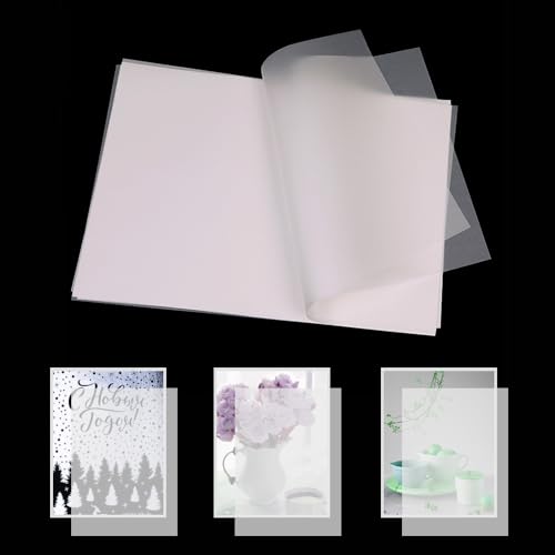 RIIEBBQ 150 Stück Transparentpapier Weiß Transparent Papier a4 35g/m² Bastelpapier Seidenpapier Geschenkpapier Durchsichtiges Papier Pauspapier Zeichenpapier Architektenpapier für DIY,Einpacken von RIIEBBQ