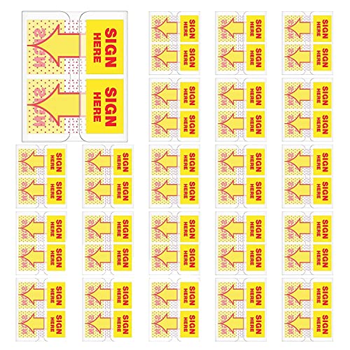 RIKEL 300 Stück „Sign Here“-Registerkarten „Sign Here“-Aufkleber „Sign Here“-Flaggen mit Spenderpfeilen, 1 (Gelb) von RIKEL