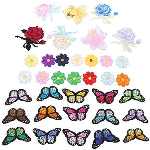 RIKEL 36 STÜCKE Schmetterling Blumen AufbüGeln AufnäHen Applikationen Stickerei Abzeichen Logo Patch Applikation DIY von RIKEL