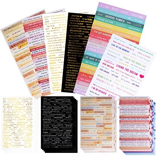 22 Sheet Sticker Sprüche Smalltalk Sticker Bronzing Scrapbook Sticker Set Scrapbooking Aufkleber Vintage Sentiment Aufkleber Bullet Journal Zubehör für Umschlag Album Karte 6 Stile Mehr Textinhalte von Ticeed