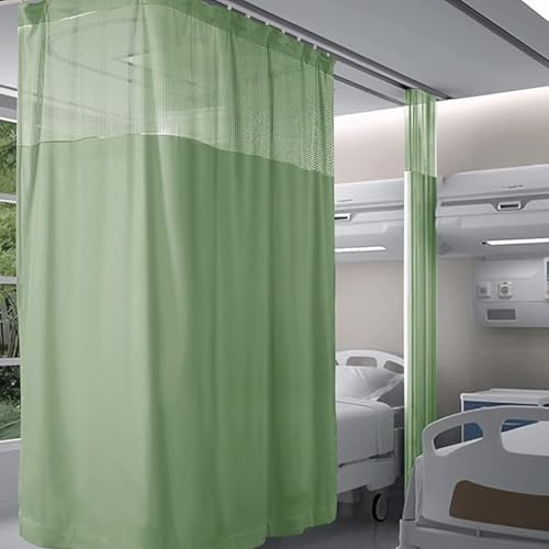 RIQHTIK Krankenhausvorhang mit flachem Haken, extra breiter medizinischer Sichtschutzvorhang für Raumteiler, Trennvorhang für Kabinen für SPA-Klinik,Grün,21.3W×8.8L ft von RIQHTIK