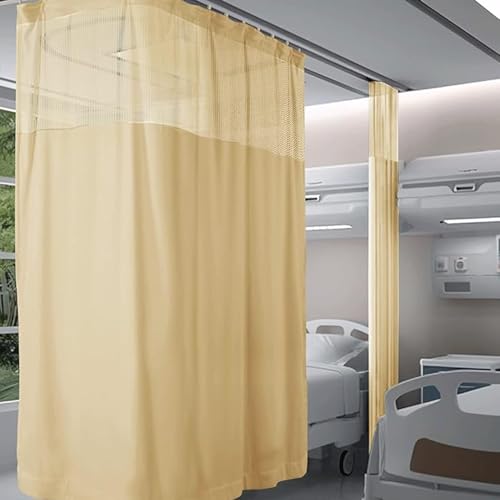 RIQHTIK Trennvorhang für Krankenhauszimmer, Sichtschutzvorhang in medizinischer Qualität mit Netzoberseite, 1 Stück Trennvorhang für Krankenhausbetten,Beige,23W×8.8L ft von RIQHTIK