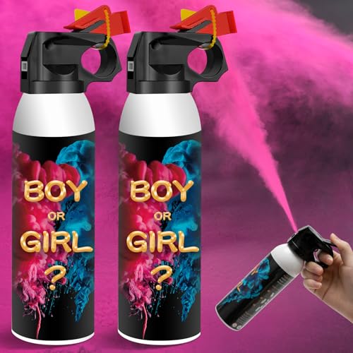 RISEMART (2 Stück Rosa) Gender Reveal Konfetti Kanone Poppers, Gender Reveal Rauchbombe 100% biologisch abbaubare Babyparty sicher Pulverrauch, Partyzubehör für Jungen und Mädchen von RISEMART