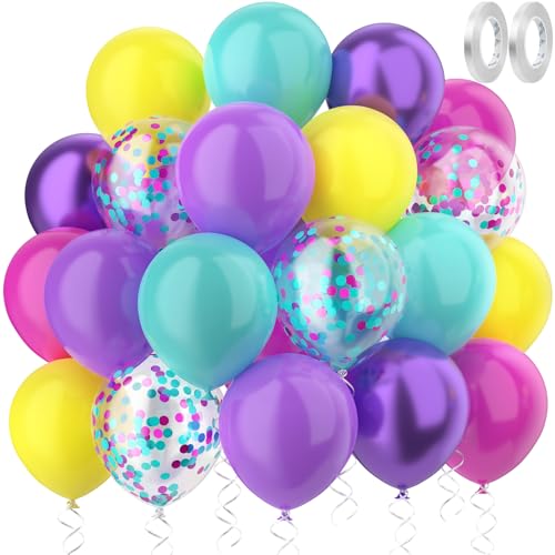 RISEMART Luftballons Rosa Seeblau Lila, luftballons hochzeit Set 60 Stück 30cm Helium Ballons mit 2 Rollen Band als Geburtstag Jubiläum Party Dekoration Graduierung von RISEMART